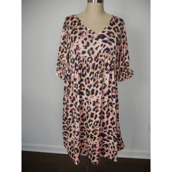 Women's 3/4 Sleeve V-neck Animal Print XL - Picture 1 of 9